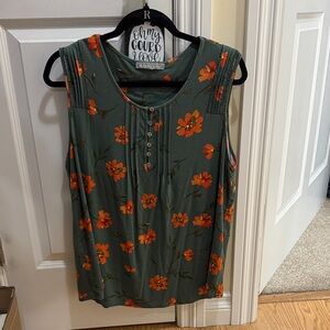 Daniel Rainn Green and Orange Floral Blouse